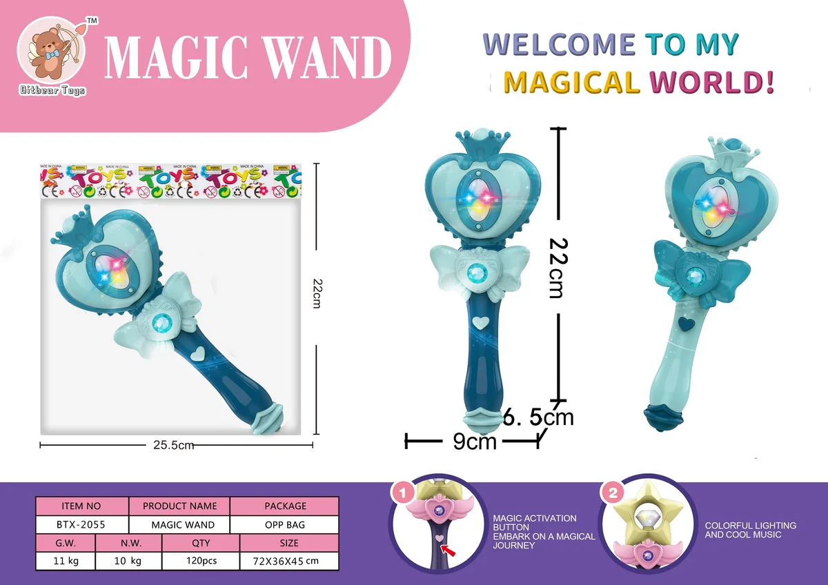 Colorful Light-Up Princess Musical Light-Up Magic Wand - Crown Heart