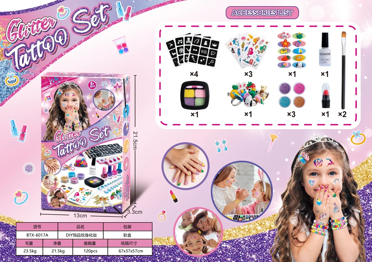 Kids Tattoo Sticker Set + Makeup Kit
