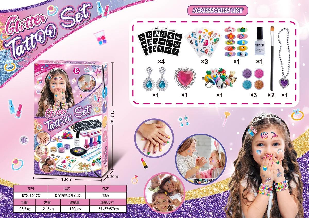 Kids Tattoo Sticker Set + Earrings & Necklace